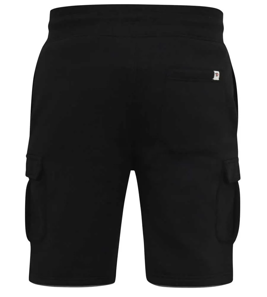 D555 Big Mens Black Fleece Cargo Shorts With Elasticated Waist (CYRUS 2)